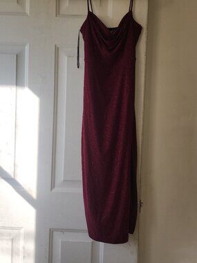 Windsor maroon red long gown glitter dress size small